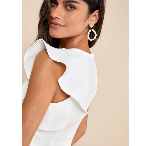 Lulus Dinah White One-Shoulder Dress Size Medium NWOT - Picture 4 of 5